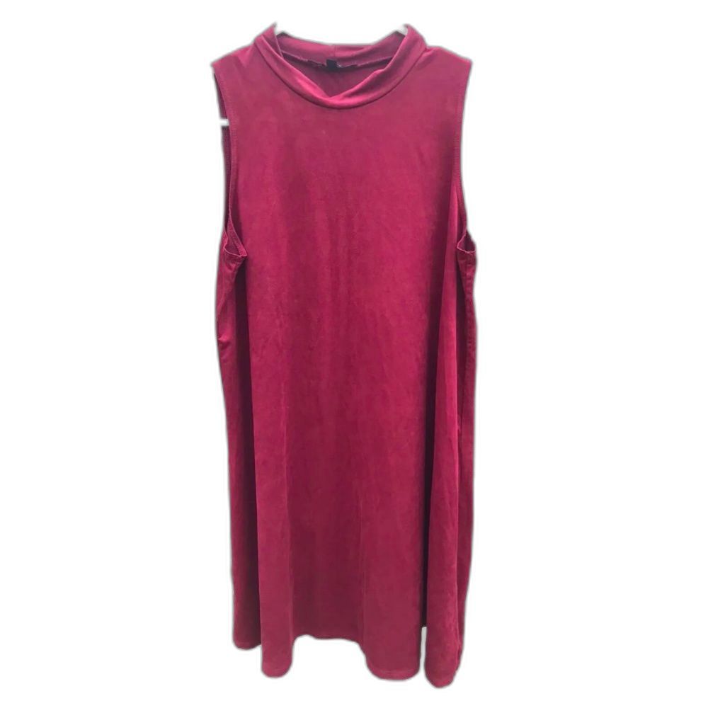 Tiana B. Burgundy Velour Short Shift Sleeveless Dress Small